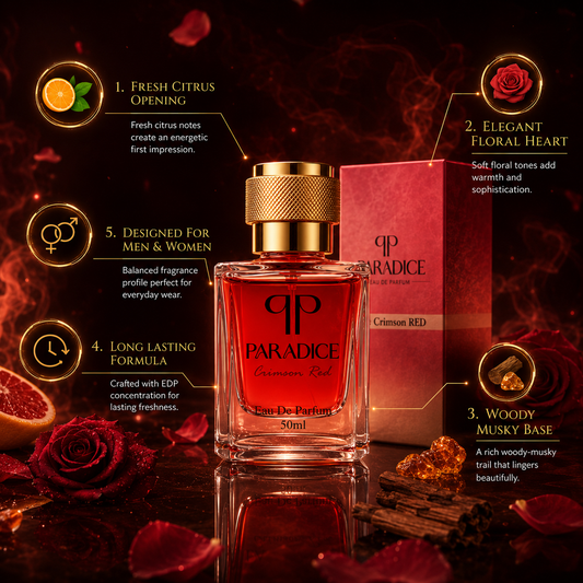 Crimson Red Perfume – Bold Romantic Fragrance (50ml) for Intense Allure -  Paradice Perfumes